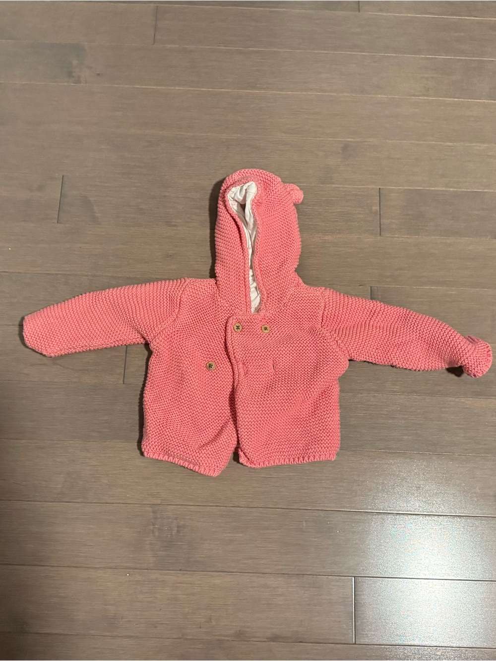 Marks & Spencer Baby Hooded Knit Jacket in Coral Pink
